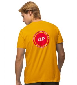 Wealthy People Choice Wings Yellow Round Neck Cotton Half Sleeved Men's T Shirt with Printed Graphics