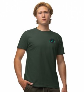 Power Up Wings Green Round Neck Cotton Half Sleeved Men's T Shirt with Printed Graphics