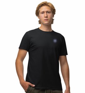 Out Of The Galaxy Wings Black Round Neck Cotton Half Sleeved Men's T Shirt with Printed Graphics
