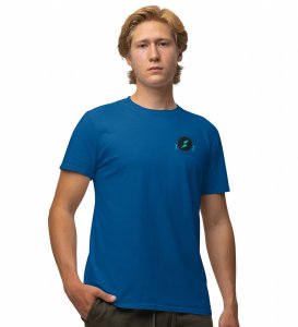 Power Up Wings Blue Round Neck Cotton Half Sleeved Men's T Shirt with Printed Graphics