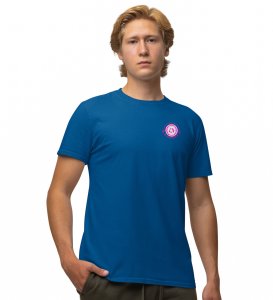 Only Pink Wings Blue Round Neck Cotton Half Sleeved Men's T Shirt with Printed Graphics