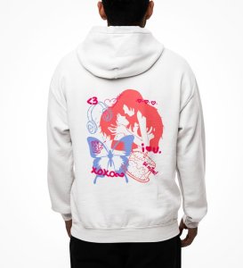 Tangled Souls White Back Printed Graphic Hoodies For Men