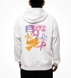 Alientist Back Printed White Hoodies for Men