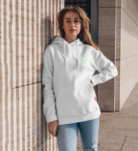 Green Dreams Wear Your Passion for Herb and Nature White Cotton Printed Hoodie For Women