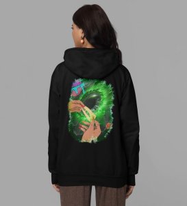 Nature Is High Celebrate Life with Style and Good Vibes Black Cotton Printed Hoodie For Women