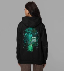 Floating in the Cosmos Let Is Get High Black Cotton Printed Hoodie For Women