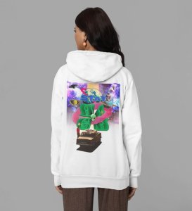 Reach for the Stars  Stay High White Cotton Printed Hoodies For Women