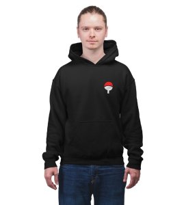 The Ghost of the Uchiha with a Heart of Darkness Printed Black Cotton Hoodie For Men