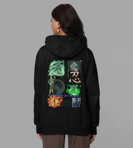 The Taijutsu Legend with a Heart of Determination Printed Black Cotton Hoodie For Women
