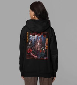 The Ghost of the Uchiha with a Heart of Darkness Printed Black Cotton Hoodie For Women
