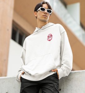 Festive Deer Wishing You a Dearly Merry Christmas Printed White Cotton Hoodie