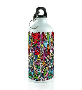 Drink Up with Colorful Doodle Illustrations on Aluminium Water Bottle 600ml