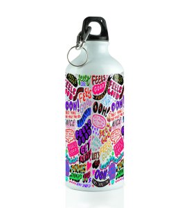 Stay Cheerful with Colorful Words and Doodle Art on Aluminium Water Bottle 600ml