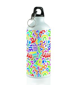 Enjoy a Splash of Color with Fun Line Doodles on Aluminium Water Bottle 600ml