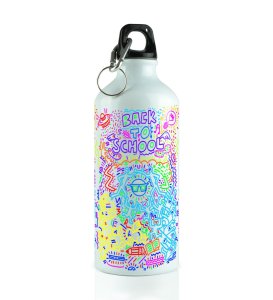 Back to School in Style with Colorful Doodle Art on Aluminium Water Bottle 600ml
