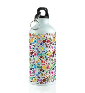 Rock Your Day with Vibrant Music Doodles on Aluminium Water Bottle 600ml