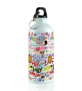 Start the Conversation with Hi, Hey, Hello Typography on Aluminium Water Bottle 600ml