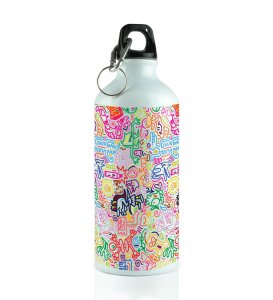 Express YouSARAf with a Unique Vibrant Line Doodle on Aluminium Water Bottle 600ml