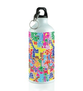 Artful Hydration: Colourful Plant and Tree Abstract on Aluminium Water Bottle 600ml