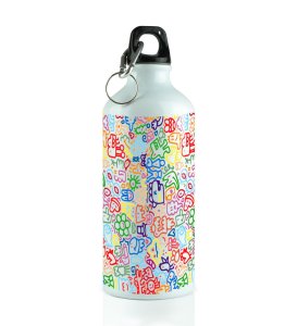 Dive into Fantasy with Colour Abstract Creatures on Aluminium Water Bottle 600ml