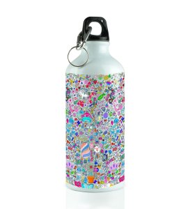 Express YouSARAf with Vibrant Shiny Color Graffiti on Aluminium Water Bottle 600ml