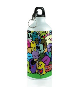 Brighten Your Day with Lil Monsters in One Frame on Aluminium Water Bottle 600ml
