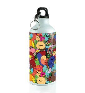 Charming Cartoon Insects That Spark Joy Doodles Printed Aluminium Water Bottle 600ml