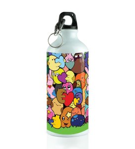 Adorable Funny Monsters Creativity Doodles Printed Aluminium Water Bottle 600ml