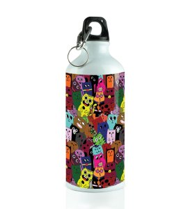 Delightful Colorful Heck Characters for a Unique Touch Doodles Printed Aluminium Water Bottle 600ml
