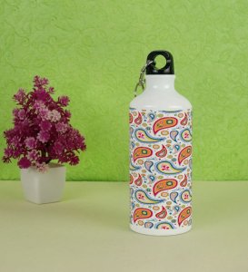 Stylish Oriental Indian Paisley Seamless Pattern Print Printed Aluminium Water Bottle 600ml