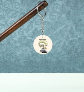 Kento Nanami Enjoying a Burger A Moment of Relaxation Anime Printed Round Keychains Pack of 2