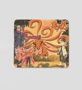 Nine-Tails Fury: The Power of Kurama and Naruto Printed Mousepad