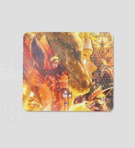 Soulbound Warriors: The Epic Union of Kurama and Naruto Printed Mousepad