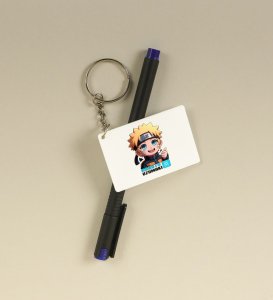 Naruto Uzumaki Ninja Spirit Charm  Printed White Anime Keychains Pack Of 2