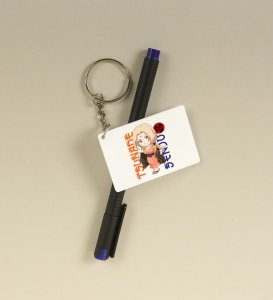 Tsunade Hot Blooded Hokage  Printed White Anime Keychains Pack Of 2