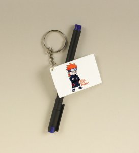 Hey Do You Like Pain Printed White Anime Keychains Pack Of 2