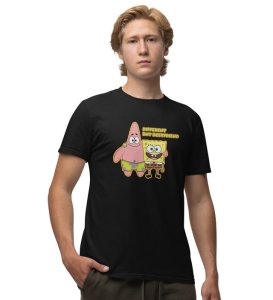 Different But Bestfriend Black Round Neck Cotton Half Sleeved Men T Shirt with Printed Graphics