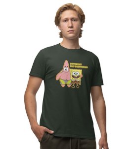 Different But Bestfriend Green Round Neck Cotton Half Sleeved Men T Shirt with Printed Graphics
