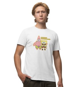 Different But Bestfriend White Round Neck Cotton Half Sleeved Men T Shirt with Printed Graphics