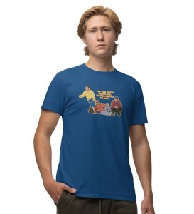 Dosti Dialogues Blue Round Neck Cotton Half Sleeved Men T Shirt with Printed Graphics