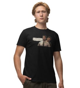 Friendship Anthem Black Round Neck Cotton Half Sleeved Men T Shirt with Printed Graphics