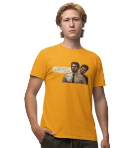 Friendship Anthem Yellow Round Neck Cotton Half Sleeved Men T Shirt with Printed Graphics