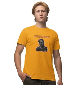Friendship Or Revision ?? Yellow Round Neck Cotton Half Sleeved Men T Shirt with Printed Graphics