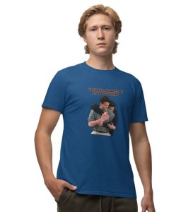 My Best Friend Blue Round Neck Cotton Half Sleeved Men T Shirt with Printed Graphics
