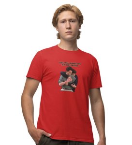 My Best Friend Red Round Neck Cotton Half Sleeved Men T Shirt with Printed Graphics