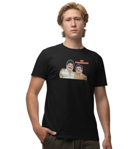 My Firebrigade! Black Round Neck Cotton Half Sleeved Men T Shirt with Printed Graphics