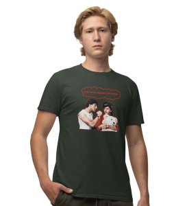No Sorry, No Thankyou Green Round Neck Cotton Half Sleeved Men T Shirt with Printed Graphics