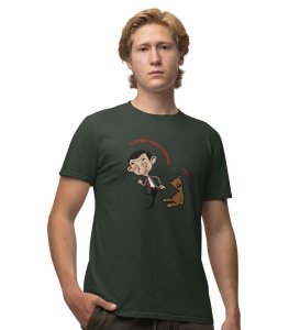 Teddy And The Bean Green Round Neck Cotton Half Sleeved Men T Shirt with Printed Graphics