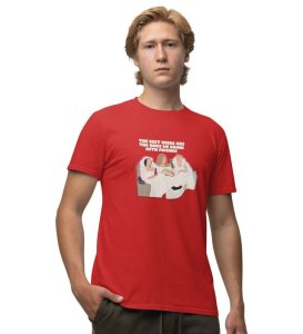 The Best Beers Red Round Neck Cotton Half Sleeved Men T Shirt with Printed Graphics