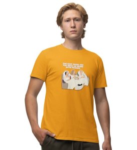 The Best Beers Yellow Round Neck Cotton Half Sleeved Men T Shirt with Printed Graphics